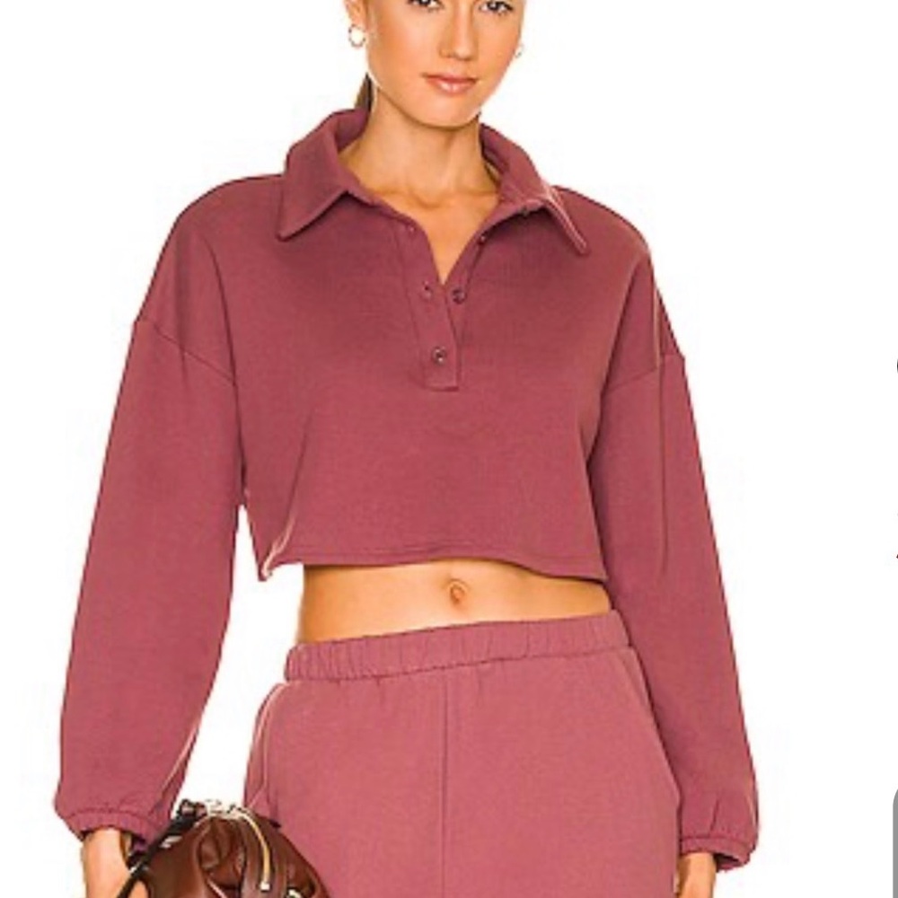 Lovers + Friends Cropped Helena Pullover in Rose Brown